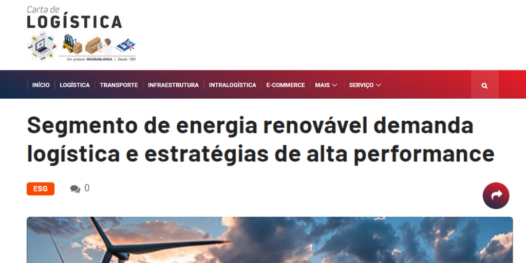 Segmento de energia renovável demanda logística e estratégias de alta performance
